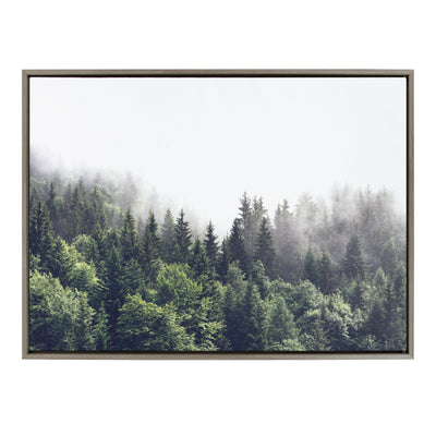 Sylvie Lush Green Forest On A Foggy Day Framed Canvas