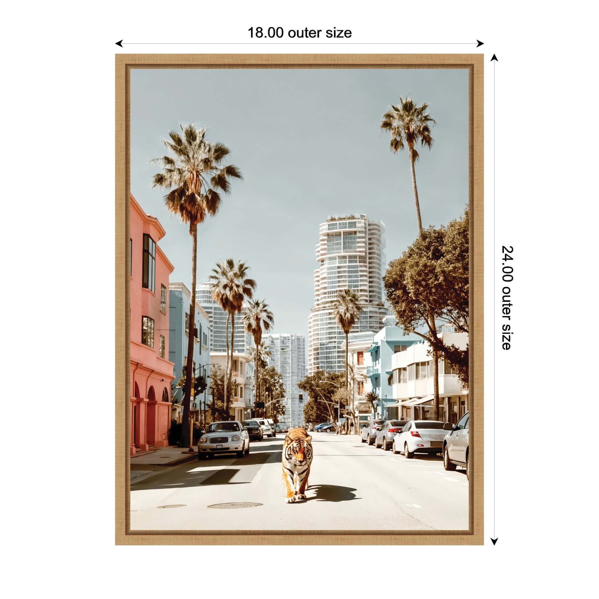 Sylvie California Tiger Roaming through Palm Springs Framed Canvas by Michael Schauer