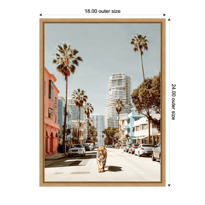 Sylvie California Tiger Roaming through Palm Springs Framed Canvas by Michael Schauer