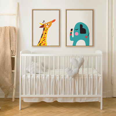Sylvie Mid Century Modern Baby Giraffe Framed Canvas by kateandlaurel - product image 7 for Resin Society