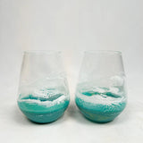 Set of 2 resin coated entertaining glasses with colorful resin swirls by Lynn & Liana Designs