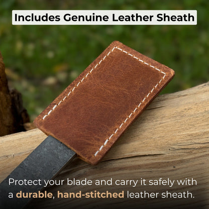 Hand-forged Carpenters Slick Chisel with ash handle and leather edge guard