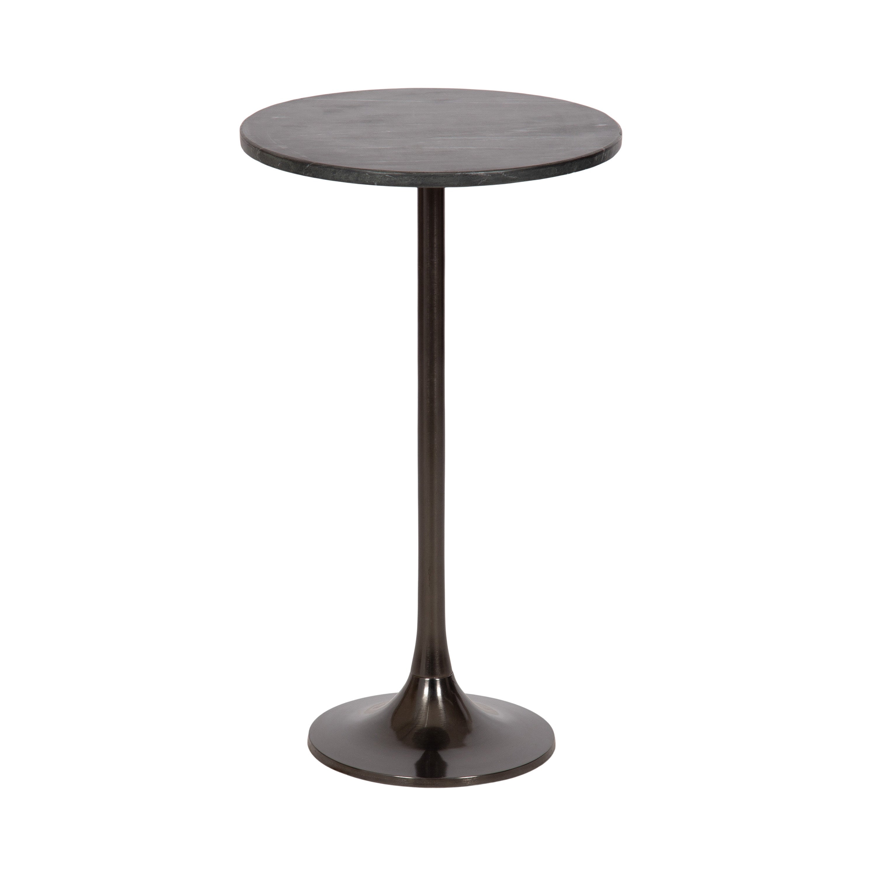 Baronet Round Marble and Metal Table with white marble top and metal base