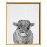 Sylvie Calf 4 framed floating canvas art by Simon Te, showing a gentle calf portrait in muted tones