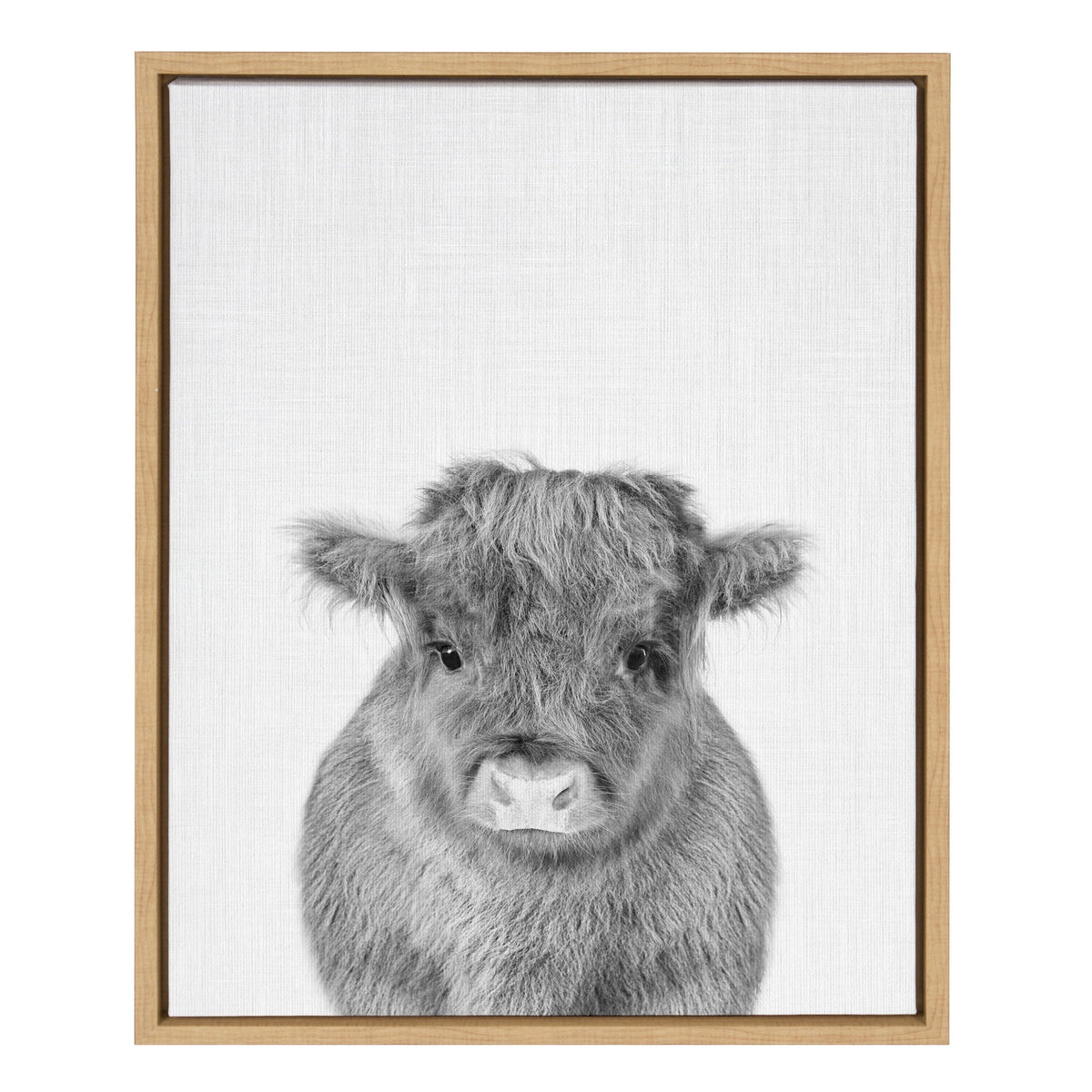 Sylvie Calf 4 framed floating canvas art by Simon Te, showing a gentle calf portrait in muted tones