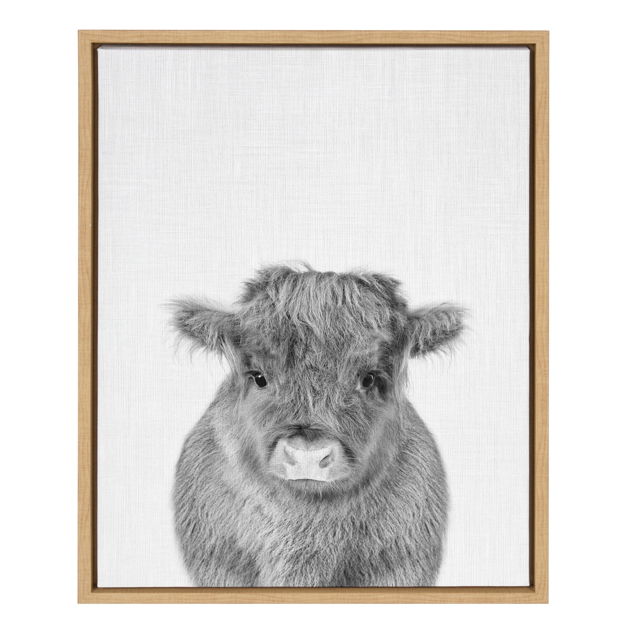 Sylvie Calf 4 framed floating canvas art by Simon Te, showing a gentle calf portrait in muted tones