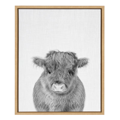 Sylvie Calf 4 framed floating canvas art by Simon Te, showing a gentle calf portrait in muted tones