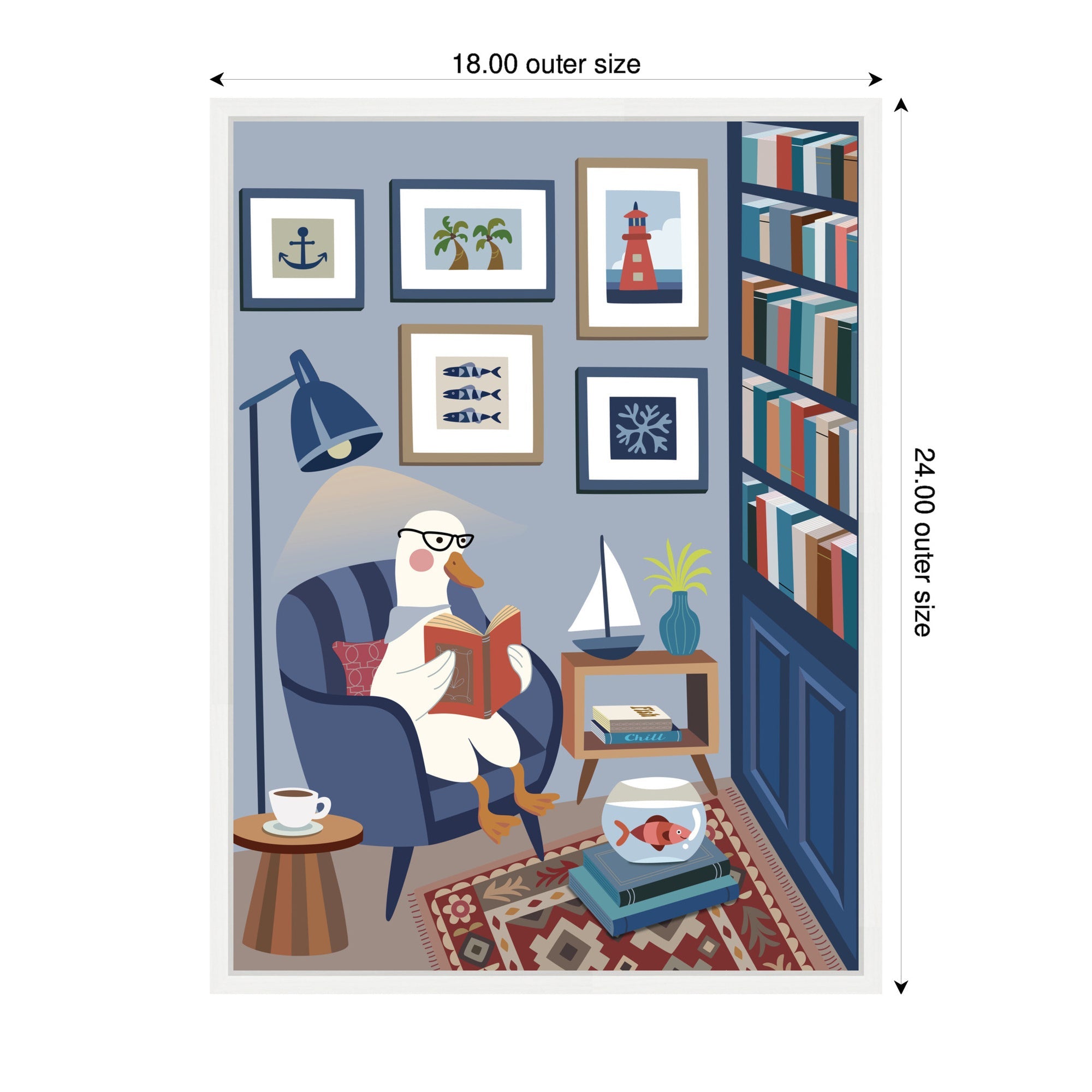 Reading Goose by Rachel Lee 3 Birdies Studio Framed Canvas Wall Art Print