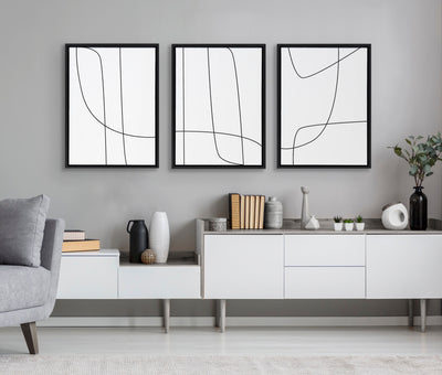 Sylvie Modern Line Abstract Black and White Framed Canvas Set by kateandlaurel - product image 15 for Resin Society
