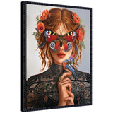 Dreamer by Charlotte Brindley framed canvas wall art print showing whimsical illustration in black beaded frame