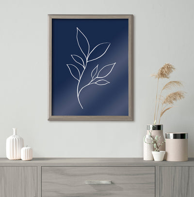 Blake Modern Blue Botanical Line Sketch Print 3 Framed Printed Glass by by kateandlaurel - product image 14 for Resin Society