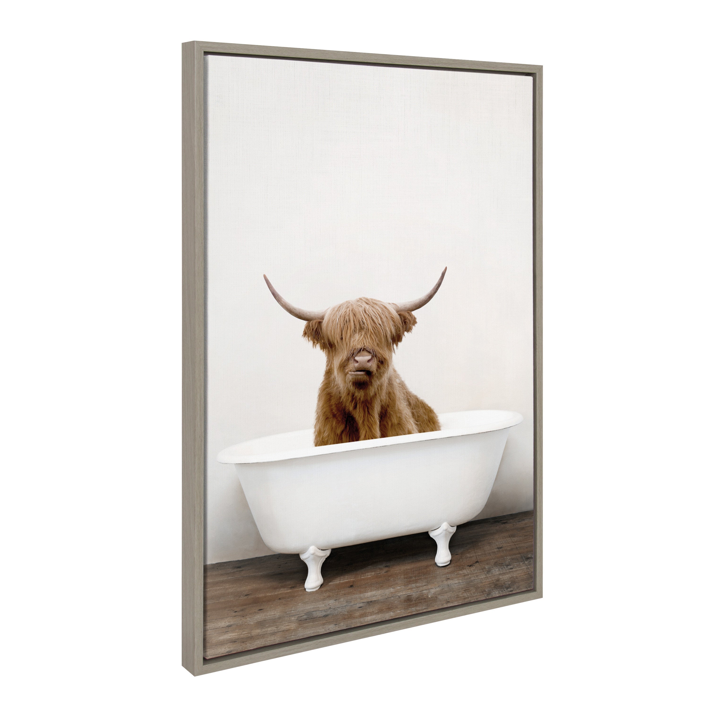 Sylvie Highland Cow in Tub Color Framed Canvas by kateandlaurel - product image 13 for Resin Society