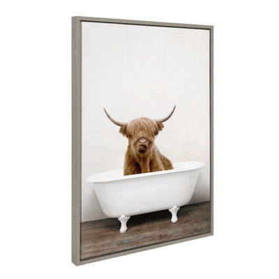 Sylvie Highland Cow in Tub Color Framed Canvas by kateandlaurel - product image 13 for Resin Society