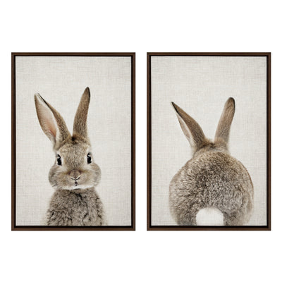 Sylvie Bunny Portrait and Bunny Tail Framed Canvas Art Set by Amy Peterson Art Studio