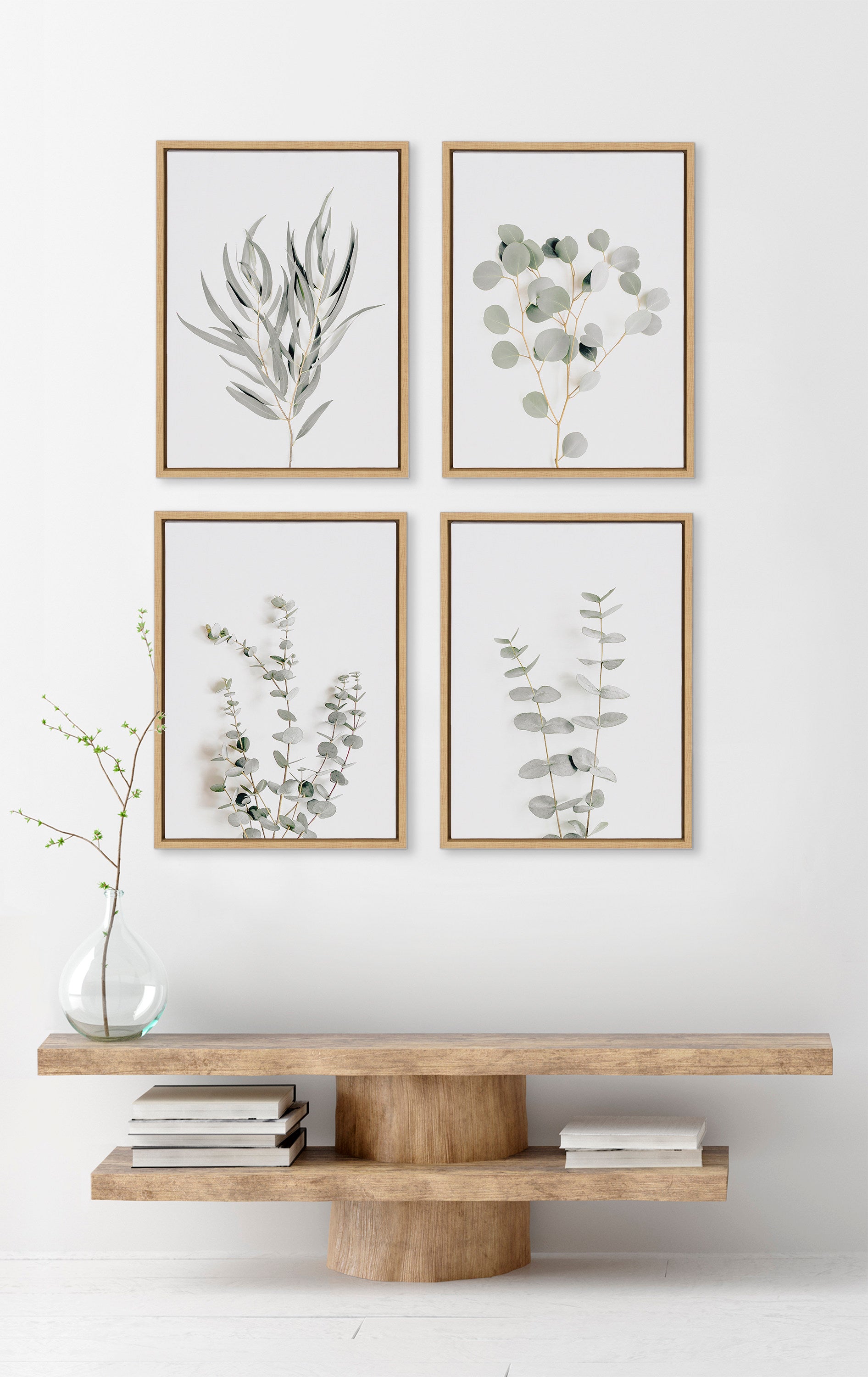 Sylvie Neutral Botanical Print No 3 and 4 Framed Canvas by The Creative