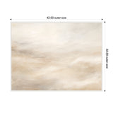 Tonal abstract painting with soft white and beige hues creating a textured, flowing pattern within a thin white frame, sized 42 by 32 inches.