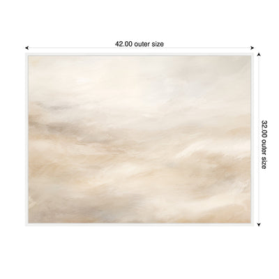Sylvie Tonal Abstract Textural White and Beige Framed Canvas by The Creative Bunch Studio