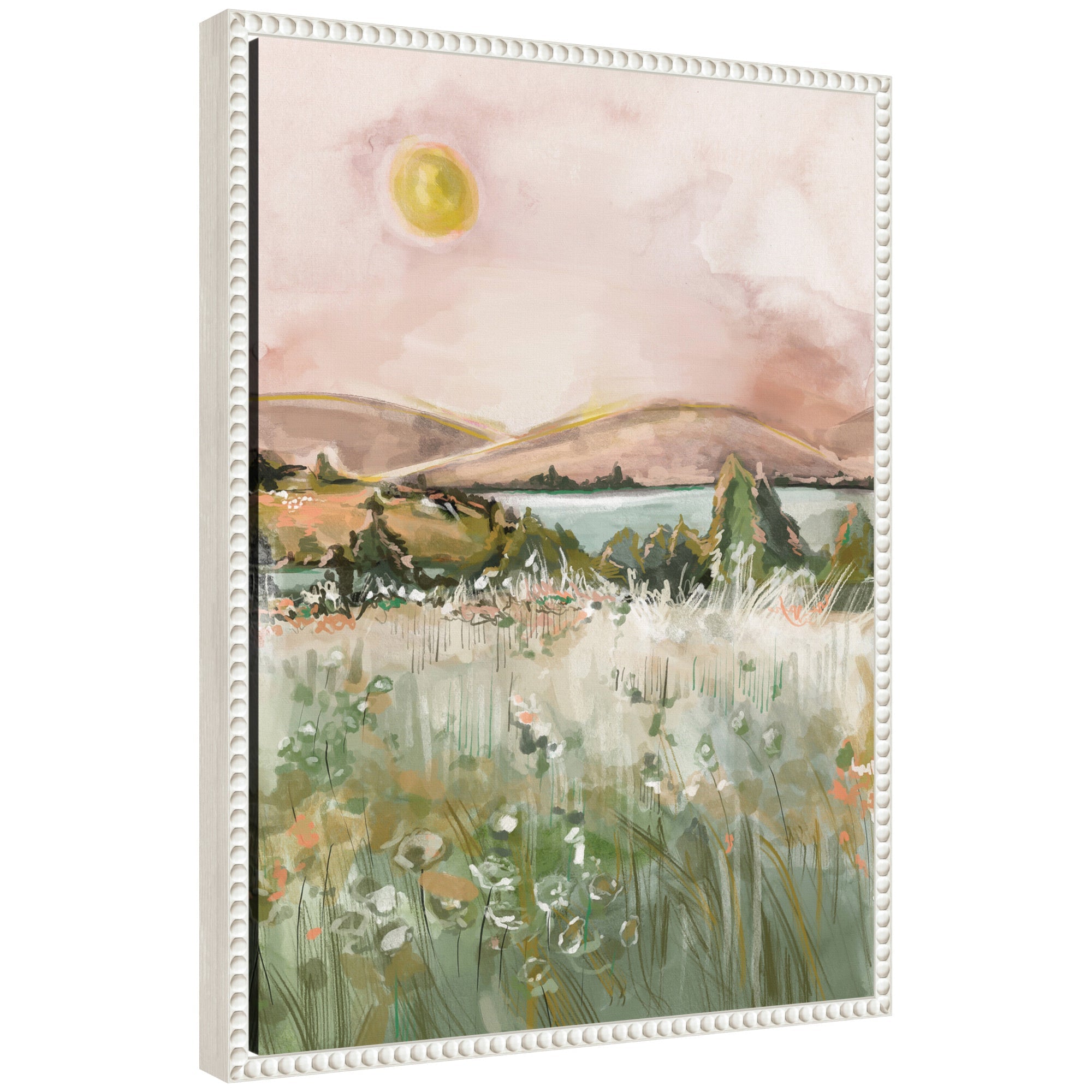 Sylvie Neutral Landscape 02 framed canvas art by Annie Quigley in a neutral room setting
