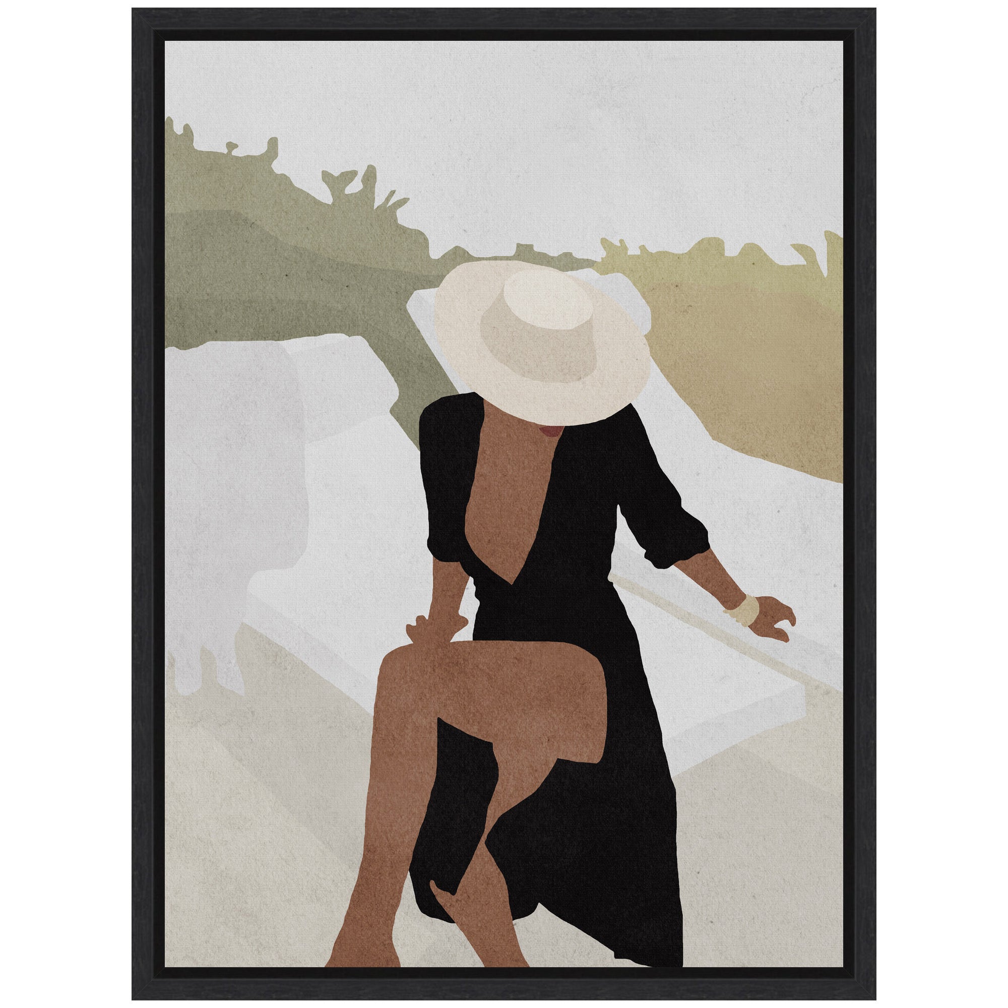 Sylvie Elegant Woman in Hat Framed Canvas by July Art Prints