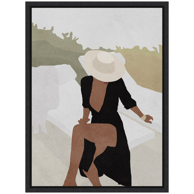 Sylvie Elegant Woman in Hat Framed Canvas by July Art Prints