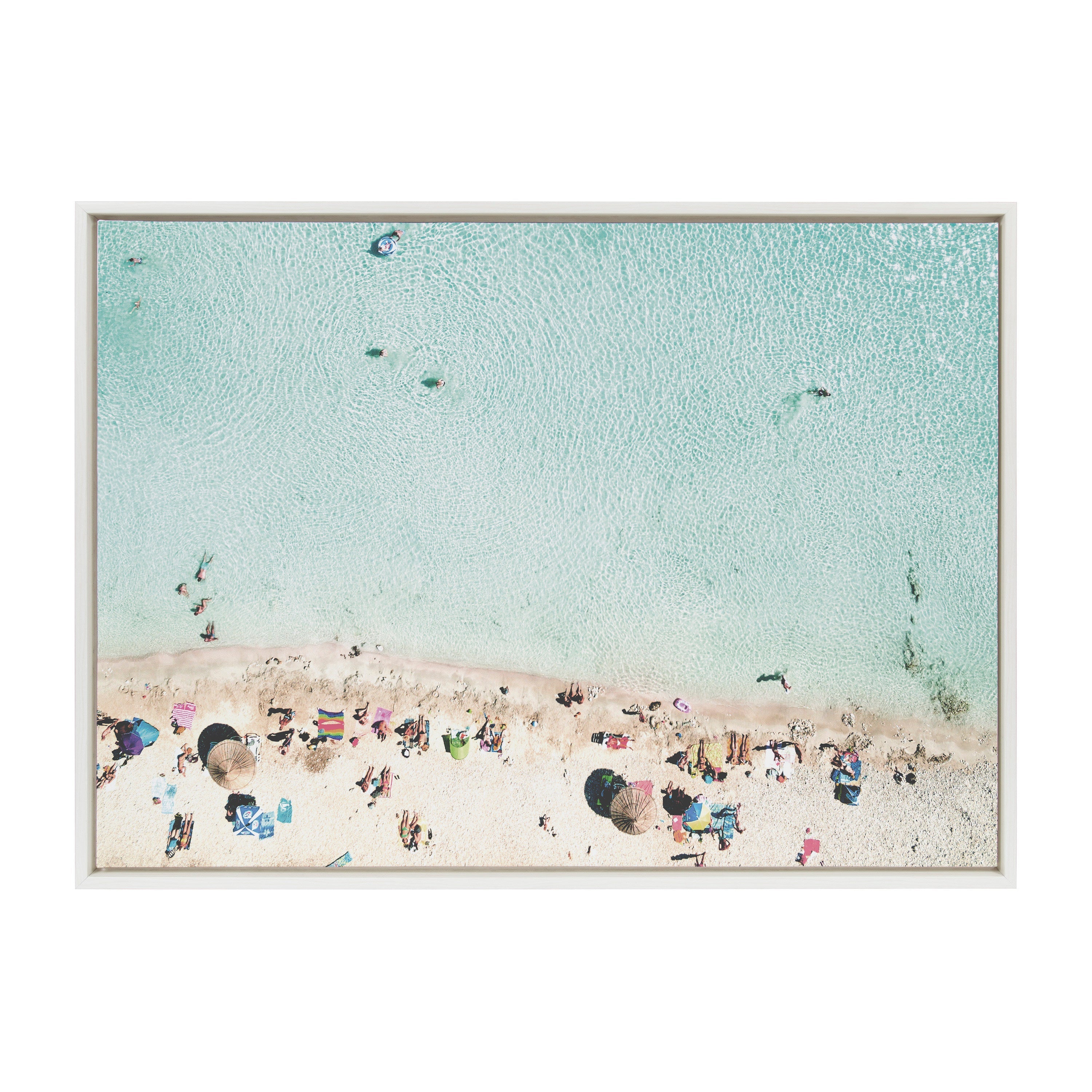 Sylvie Turquoise Beach from Above Framed Canvas