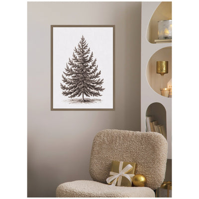 Sylvie Framed Canvas Vintage Evergreen Fir Tree Illustration I