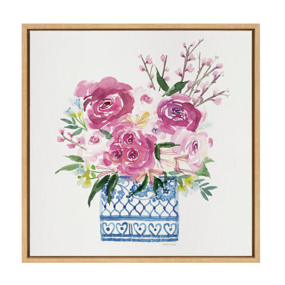 Sylvie Pink Blooms in Chinoiserie Framed Canvas by kateandlaurel - product image 12 for Resin Society