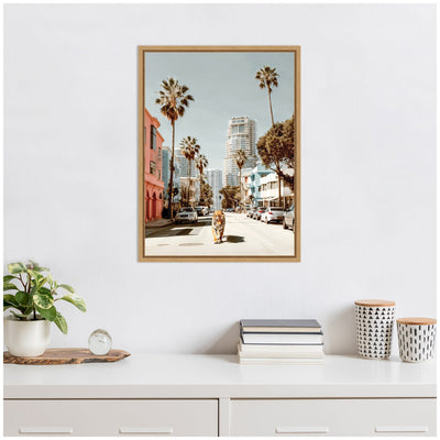 Sylvie California Tiger Roaming through Palm Springs Framed Canvas by Michael Schauer
