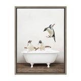 Sylvie Penguins Playing in Rustic Bath Framed Canvas by kateandlaurel - product image 14 for Resin Society