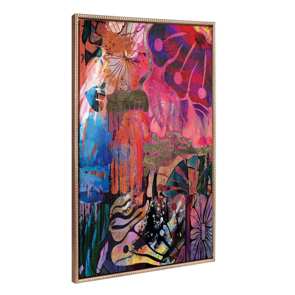 Sylvie Beaded NC Abstract 612 geometric framed canvas art in gold frame by Nikki Chu