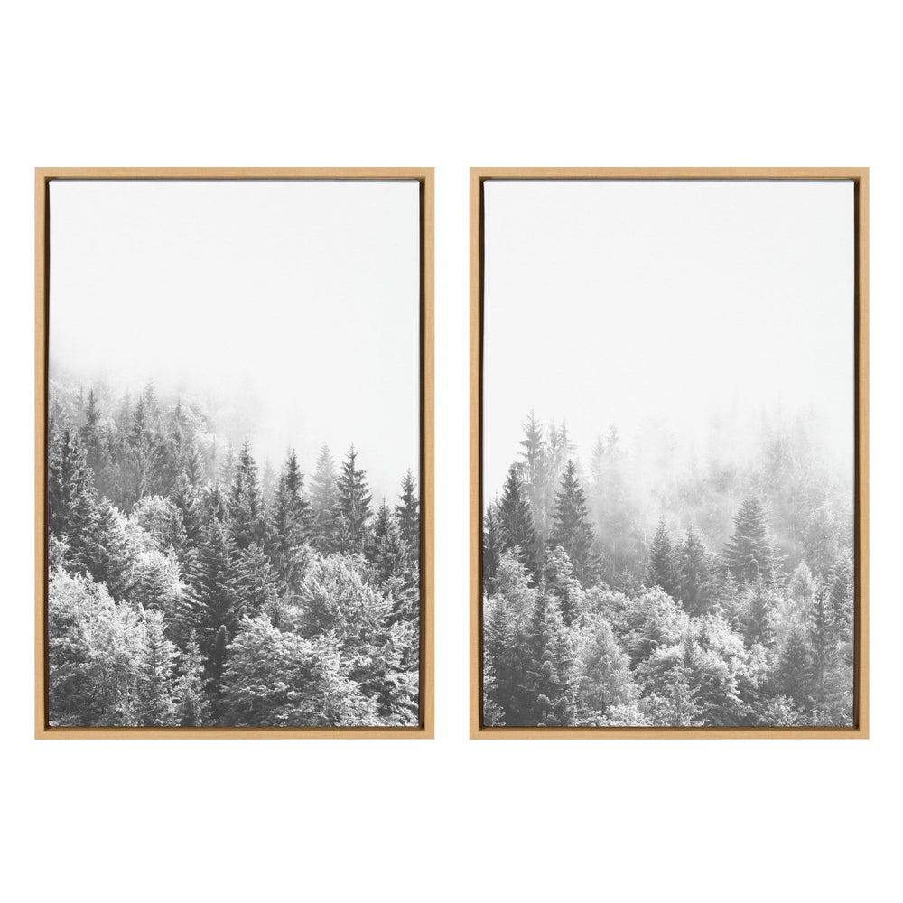 Sylvie Forest On A Foggy Day Black and White Framed Canvas Set by The by kateandlaurel - main product image for Resin Society