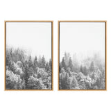 Sylvie Forest On A Foggy Day Black and White Framed Canvas Set by The by kateandlaurel - main product image for Resin Society
