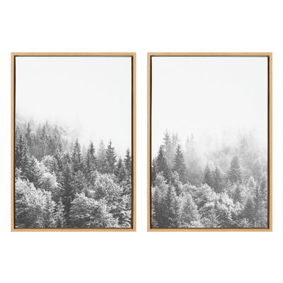 Sylvie Forest On A Foggy Day Black and White Framed Canvas Set by The by kateandlaurel - main product image for Resin Society