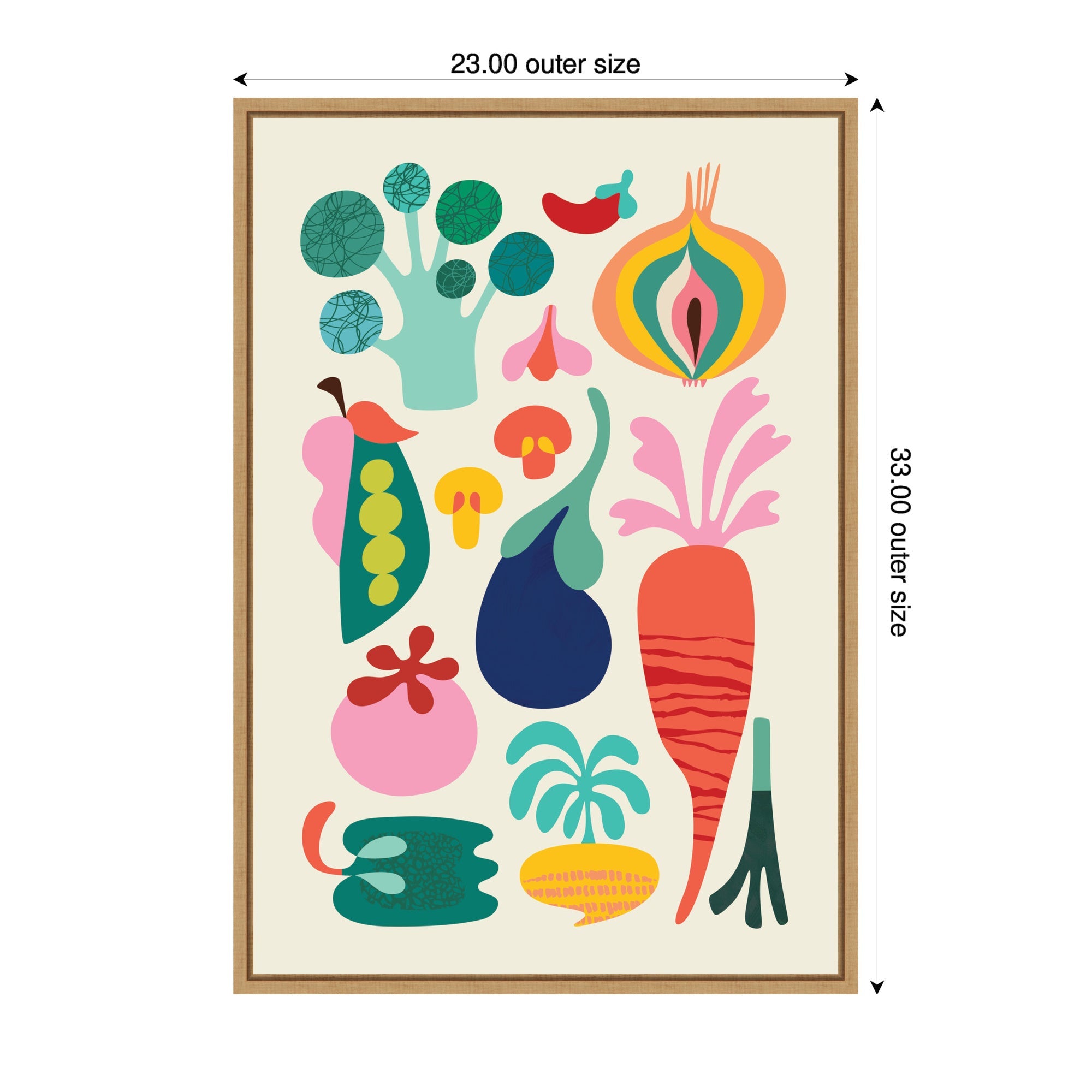 Sylvie Modern Colorful Abstract Veggies Framed Canvas by Rachel Lee