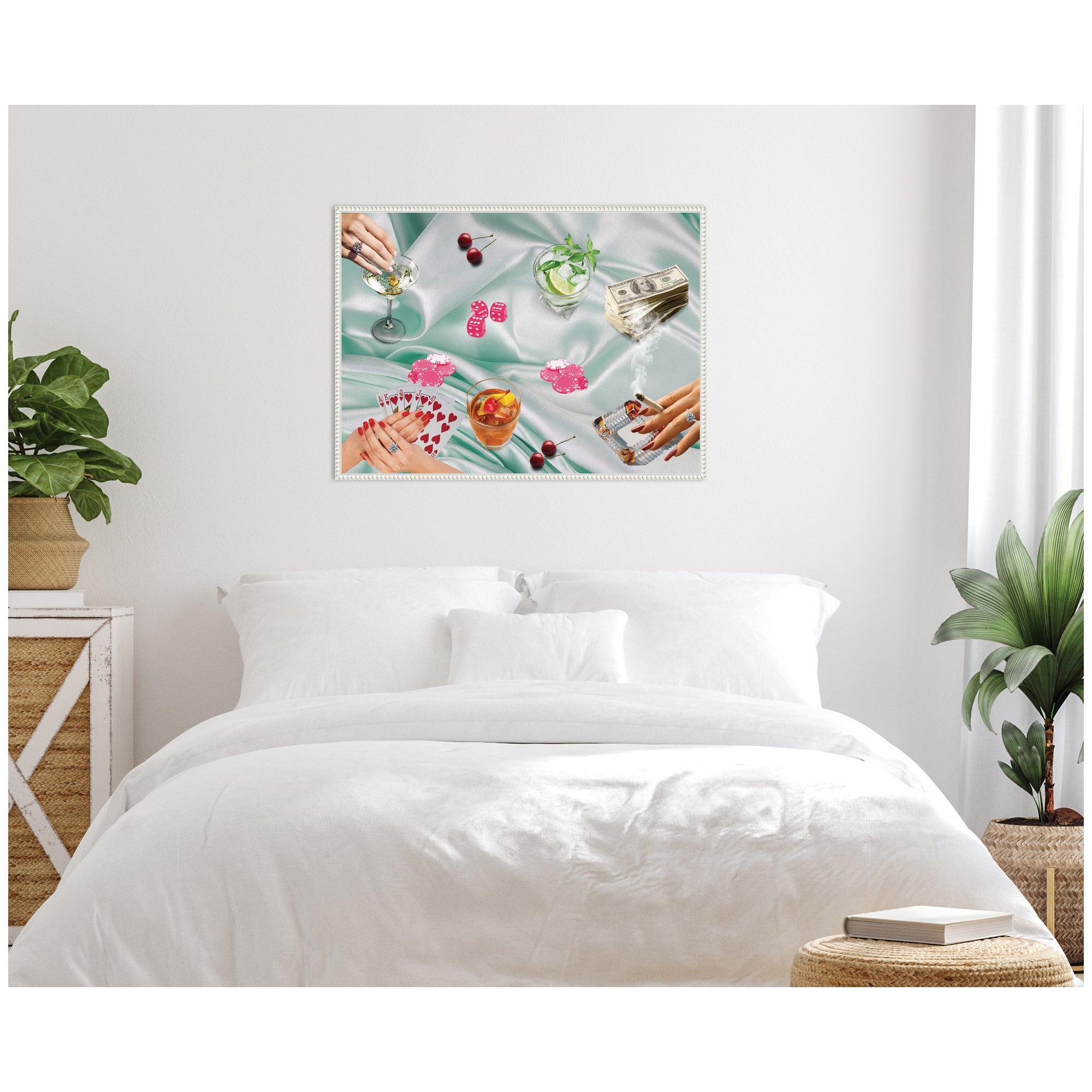 Poker Night Green by Honey Island Studio Framed Canvas Wall Art Print