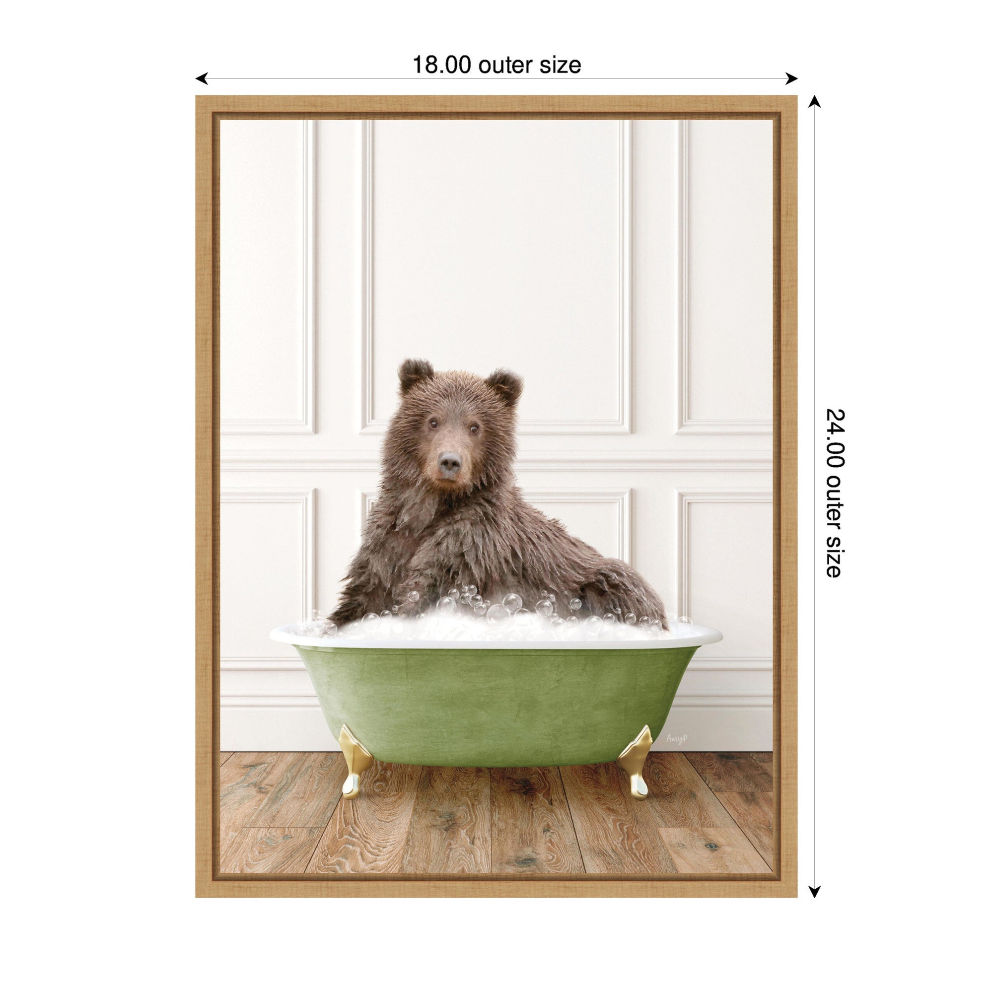 Sylvie Mother Bear in Transitional Bathtub Framed Canvas by Amy Peterson