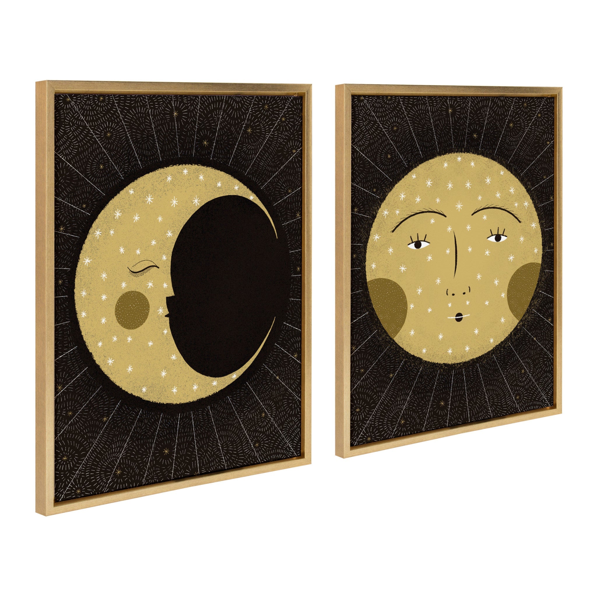 Sylvie Moon Print and Sun Print Framed Canvas Set by kateandlaurel - product image 2 for Resin Society