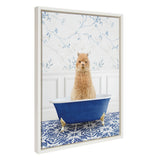 Sylvie Alpaca In Eclectic Blue Bath Framed Canvas by kateandlaurel - main product image for Resin Society