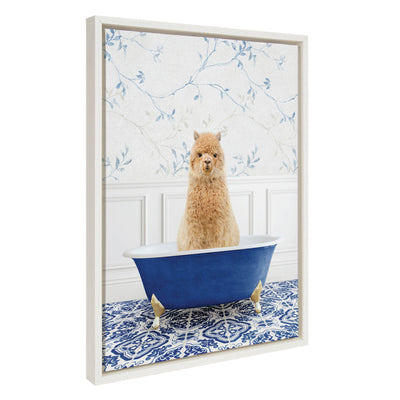 Sylvie Alpaca In Eclectic Blue Bath Framed Canvas by kateandlaurel - main product image for Resin Society