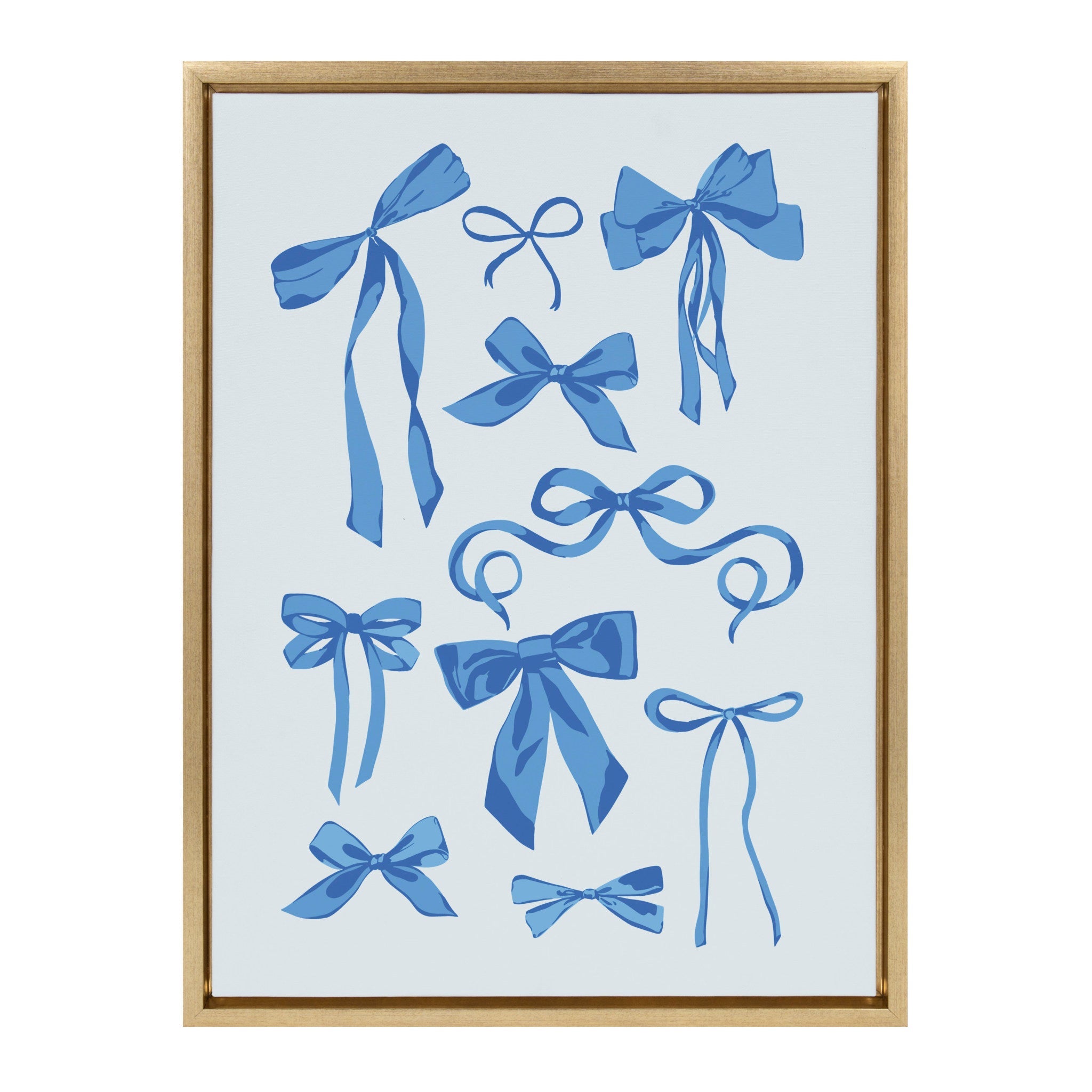 Sylvie Blue Bows Framed Canvas by Honey Island Studio