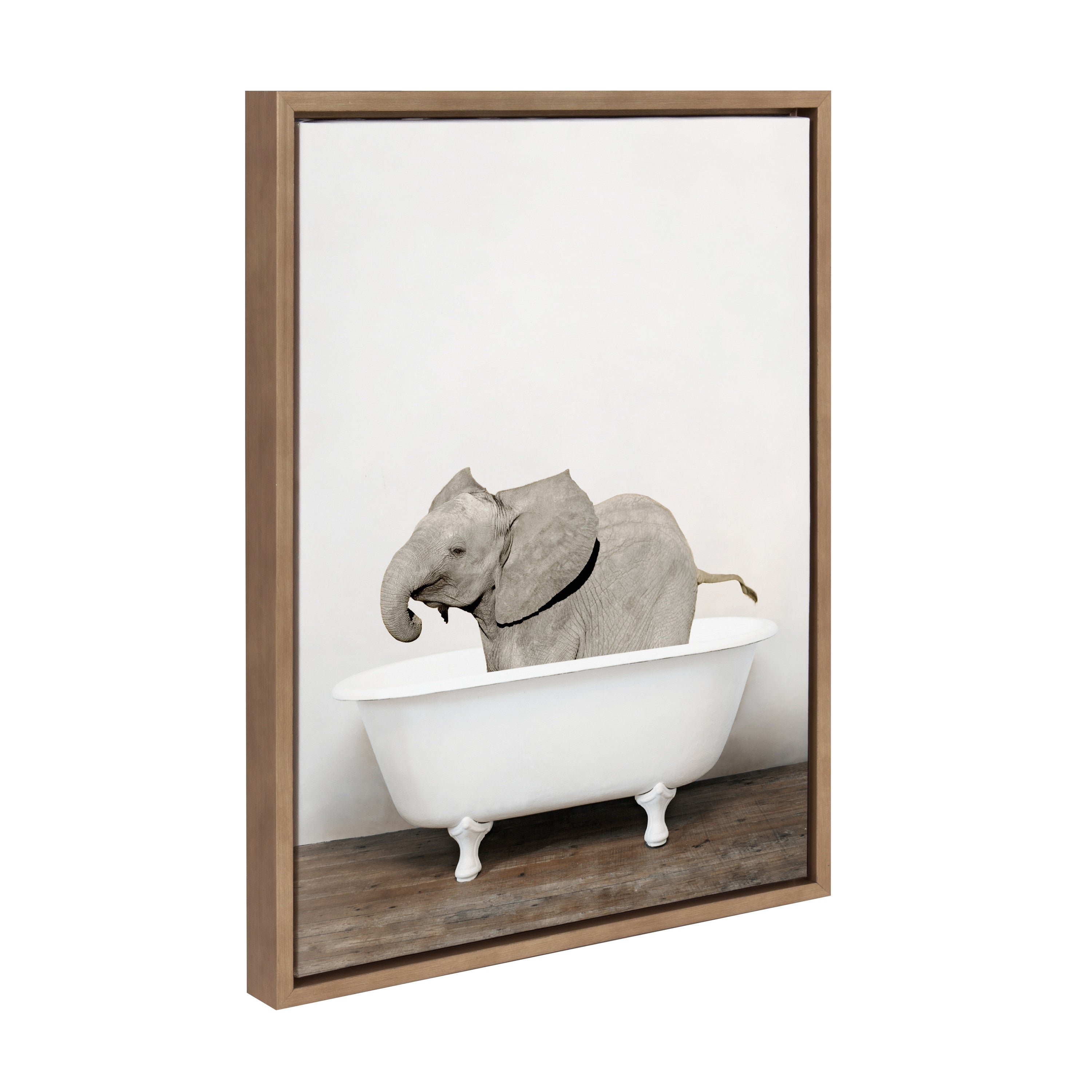 Sylvie Baby Elephant in the Tub Color Framed Canvas