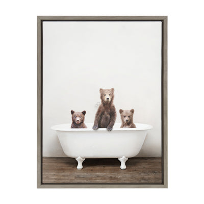 Sylvie Three Little Bears in Vintage Bathtub Framed Canvas
