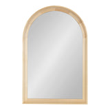 Rectangular wall mirror with an arched top and a smooth, light wood frame in natural finish.