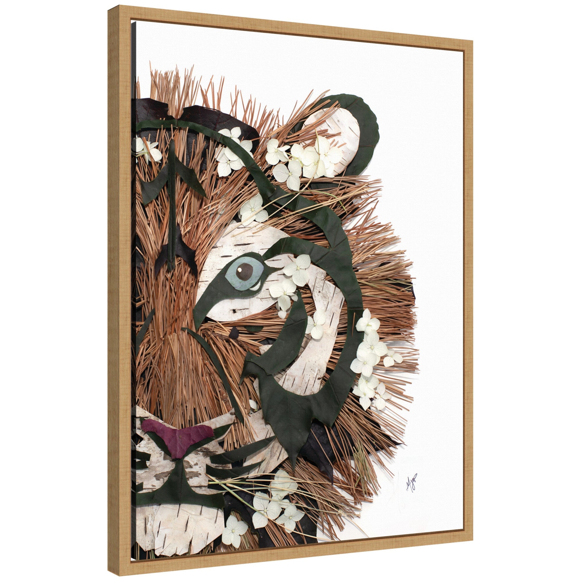 Framed canvas wall art print titled 'Tiger' by Madeline Jeppesen in Sylvie frame, natural color
