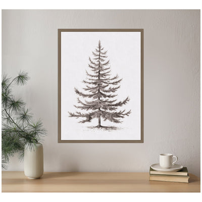 Sylvie Framed Canvas Vintage Evergreen Fir Tree Illustration II by The Creative Bunch Studio