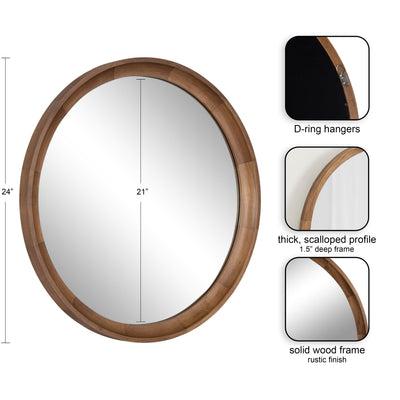 Hatherleigh Round Wood Wall Mirror