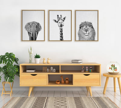 Sylvie Elephant Giraffe and Lion Framed Canvas by kateandlaurel - product image 10 for Resin Society