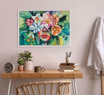 Sylvie Beaded She Thrived in the Overgrowth Framed Canvas by Rachel Christopoulos