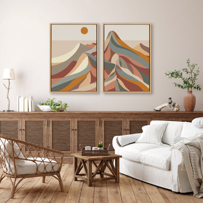 Sylvie Mid Century Modern Mountains Framed Canvas by kateandlaurel - product image 9 for Resin Society