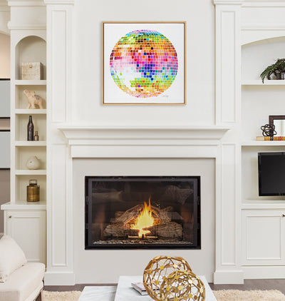 Sylvie Rainbow Disco Ball Framed Canvas by Cat Coquillette